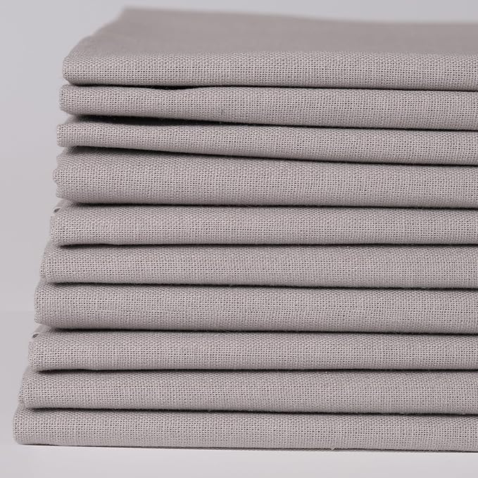 10 Pieces 18 x 21 Inches Cotton Fabric Precut Quilting Fabric Bundles Solid Colors Layer Cakes Quilt Material for DIY Craft Sewing Embroidery (Grey)