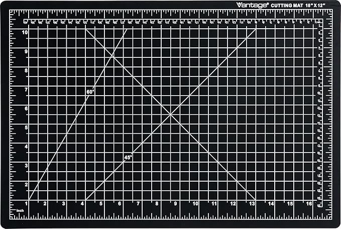 Dahle Vantage 10791 Double-Sided Premium Self-Healing Cutting Mat, 12"x18", 1/2" Grid, 5 Layers for Max Healing, Perfect for Crafts & Sewing, Black