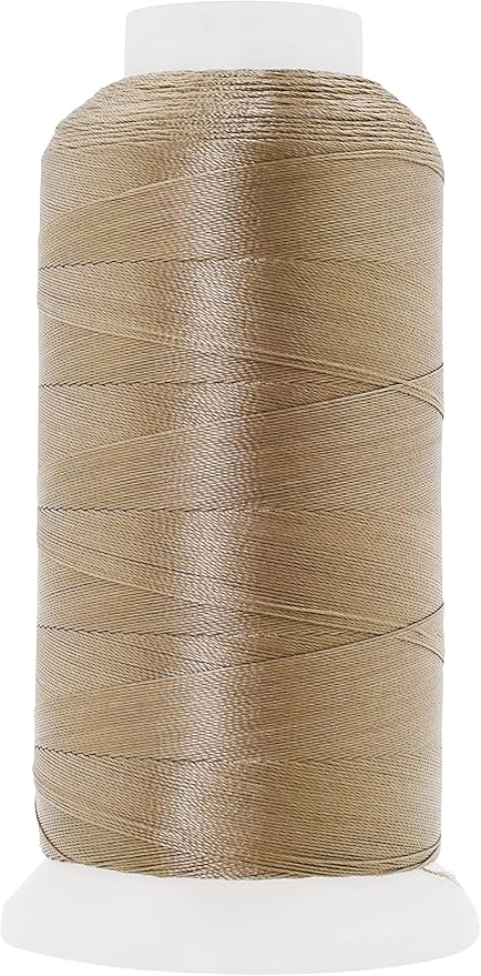 Mandala Crafts Khaki Heavy Duty Thread - 1500 Yds Tex 70 Bonded Polyester Threads for Sewing Drapery, Jeans, Leather, Hair, Outdoor Marine Upholstery
