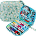 Printing Sewing Kit Chrysanthemum Pattern Sewing Set Small Travel Sewing Kit for Adults, 87 PCS Professional Sewing Supplies Accessory for Emergency, Home