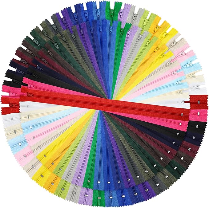 Zippers, DOITEM 48 pcs Zippers for Sewing 6 Inch 10 Inch Multicolor Nylon Coil Zipper for Sewing and Crafts 24 Colors