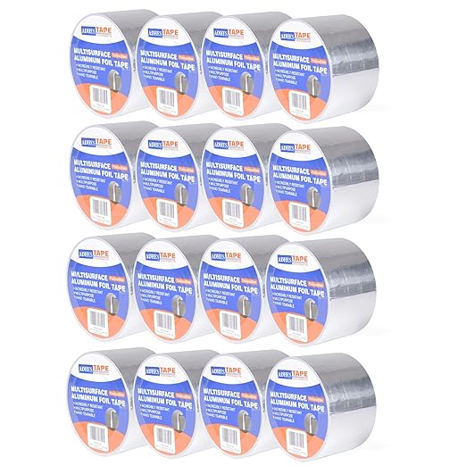 ADHES Foil Tape Aluminum Tape Heat Resistant Tape Metal Duct Tape, Withstand from 80°C to 100°C, 75mm x 50m, 16Rolls Set, for HVAC, Repair Sealing and Insulation