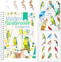 Watercolor Workbook for Beginners with Step-by-Step - 12 Watercolor Coloring Pages - 100% Cotton 300gsm/140lb Watercolor Paper - Gift for Women,Adults, Teens (Birds)