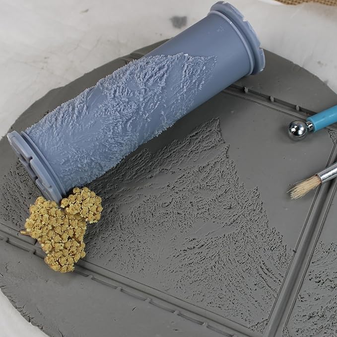 Snowy Mountain Clay Texture Roller (4") - Winter Set #01 - Embossing Pattern Roller for Polymer & Ceramic Clay, Pottery & Crafts