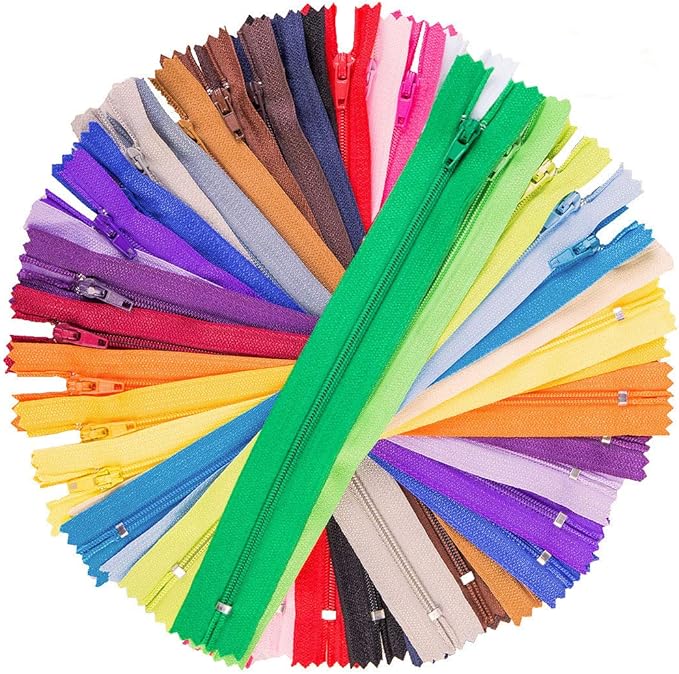 100 Pcs 9 Inch Nylon Coil Zippers Tailor Sewer Bulk for Sewing Crafts 25 Colors