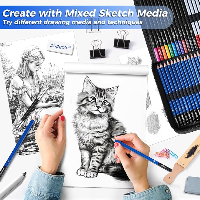 133 Pack Drawing Set Sketching Kit, Pro Art Supplies with Sketch Book, Coloring Book, Watercolor Pad, Black Paper Pad, Graphite Colored Charcoal Watercolor & Metallic Pencils, for Artists Adults Kids