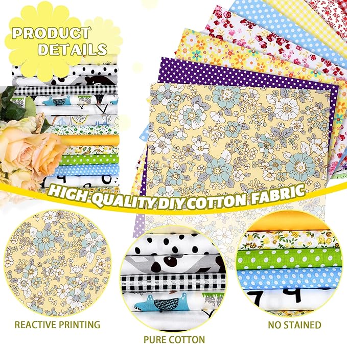 Tudomro 70 Pcs 10 x 10 Inch Cotton Fabric Squares Multicolor Quilting Fabric Bundles Precut Printed Patchwork Materials for Holiday DIY Crafts Cloths Handmade(Fresh Style)