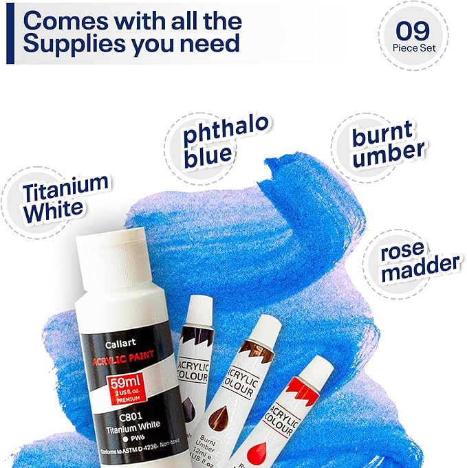 Painting4Real DIY Art Painting Kit for Adults – Learn to Paint Cliffside Pines with Video Tutorials – 9 Pieces Acrylic Paint Set for Adults –Perfect Christmas Crafts & Holiday Gifts for Art Lovers