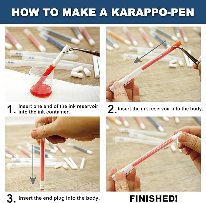Kuretake Karappo Pen, 0.25mm Extra Fine tip 5pcs set, Empty refillable ink pen, for lettering, calligraphy, illustration, drawing, Made in Japan