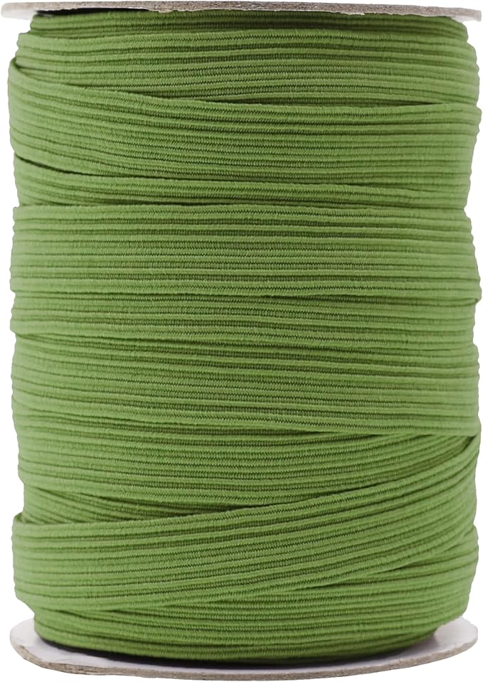 Mandala Crafts 16mm 20 Yds Roll of Olive Green Elastic Bands for Sewing - 5/8 Flat Elastics Cord - 5 8 Inch Braided Stretch Straps for Crafting