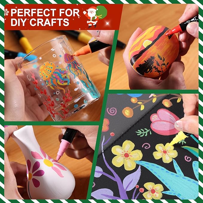 100 Colors Acrylic Paint Markers Waterproof Dual Tip Acrylic Paint Pens with Brush & Fine Tip Professional Marker Set Scrapbook Markers for Paper Rock Wood Fabric Glass Ceramic and DIY Crafts