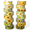 16 Roll Washi Tape Set, Sunflower Design, 3m x 15mm, Multicolored, Water Resistant, Repositionable, Arts And Craft Tape