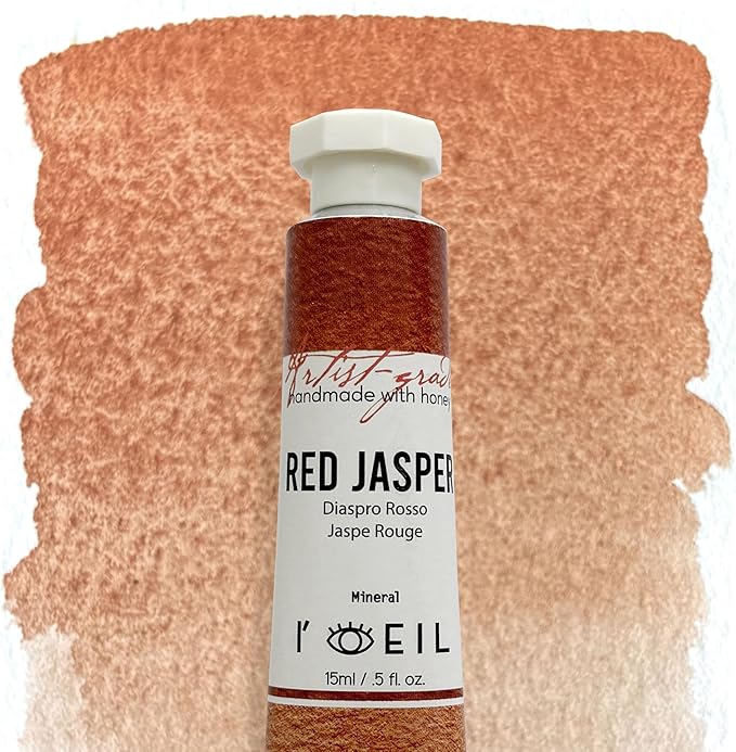 L'oeil (Genuine Minerals) Professional Artist Grade Extra Fine Handmade Watercolor 15ml Paint Tube, 5 Fl Oz, Natural Granulation, Rich Colour Luminosity, Lightfast Non-fading, Archival Quality (Red Jasper)