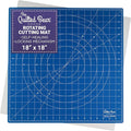 The Quilted Bear Rotating Cutting Mat 18" x 18" - Locking & Rotating Self Healing Cutting Board for Sewing, Fabric & Effortless Quilting - 360 Degree Sewing Supplies Mat for Craft Table (Blue)