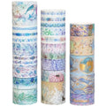 YUBX Marine Life Washi Tape Set 24 Rolls Gold Silver Foil Masking Underwater World Graphic Decorative Tapes for Arts, DIY Crafts, Journals, Planners, Scrapbook, Wrapping