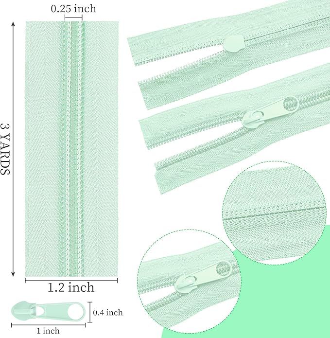 Syhood 36 Yards 12 Pieces #5 Sewing Zippers Tapes Assorted Nylon Lightweight with 120 Plastic Zipper Sliders for Women Men Sewing Supplies(Macaron Color)