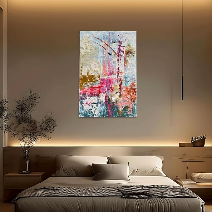 Art Hand-Painted Thick-Textured Colorful Abstract Oil Painting 36x24-inch Canvas Art Home Wall Decoration Painting