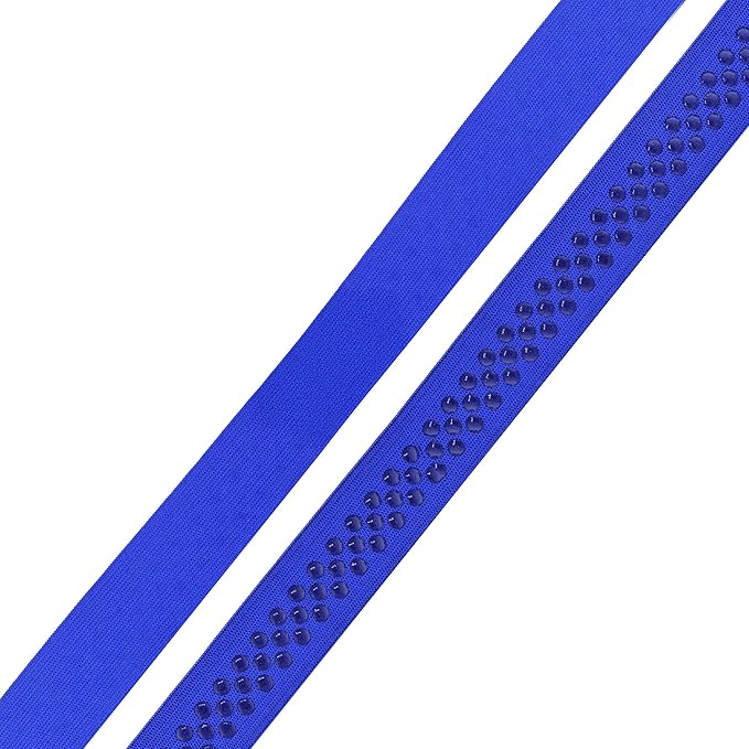 Mandala Crafts 1 Inch Elastic Silicone Gripper Tape for Clothing - 10 Yds Dotted Non Slip Elastic Band for Sewing - Royal Blue Silicone Flat Fabric Stretchy Ribbon Straps