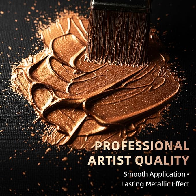 Falling in Art Copper Metallic Acrylic Paint, 33.8 Oz Heavy Body Copper Leaf Paint, Non-Toxic Art Paints for Metal, Furniture, Canvas, and DIY Crafts