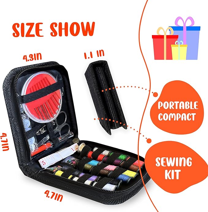 BJDAMAI Sea Otter Sewing Kit Gifts for Mom Grandma Women Adults Kids Girls Teens Beginner Traveler, Yarn, Sewing Needles, Thimble, Scissors, Tape Measure etc!