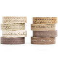 YUBX Vintage Washi Tape Set 8 Rolls Thin Retro Decorative Antique Patterns Masking Tapes for Arts, DIY Crafts, Journals, Planners, Scrapbook, Wrapping (Handwritten Text)
