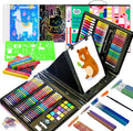 KIDDYCOLOR Kids Art Set, Drawing Art Supplies for Girls & Boys Ages 4-8 with Watercolor Cakes, Oil Pastels, Colored Pencils, Ideal Gift for Young Artist, Black-217pcs
