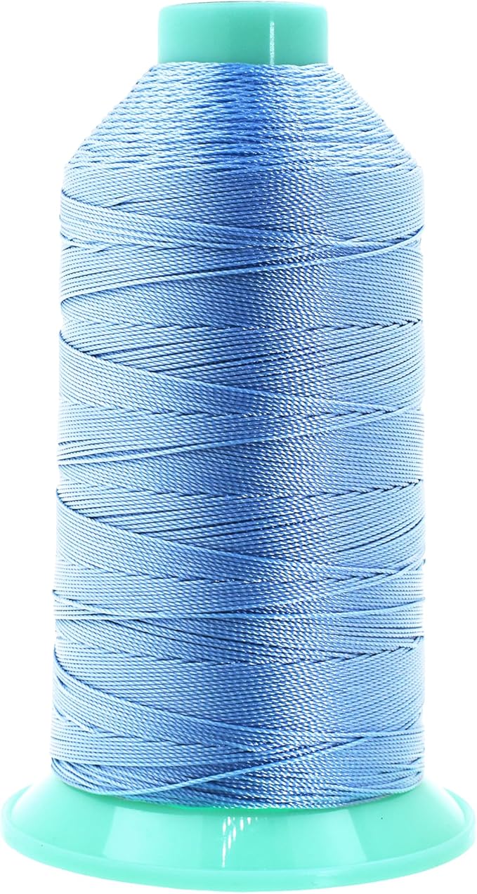 Mandala Crafts Size 207 630D T210 Bonded Nylon Thread - Light Blue 800 YDs Tex 210 Heavy Duty Sewing Threads for Leather, Jeans, Weaving, Outdoor Marine Upholstery