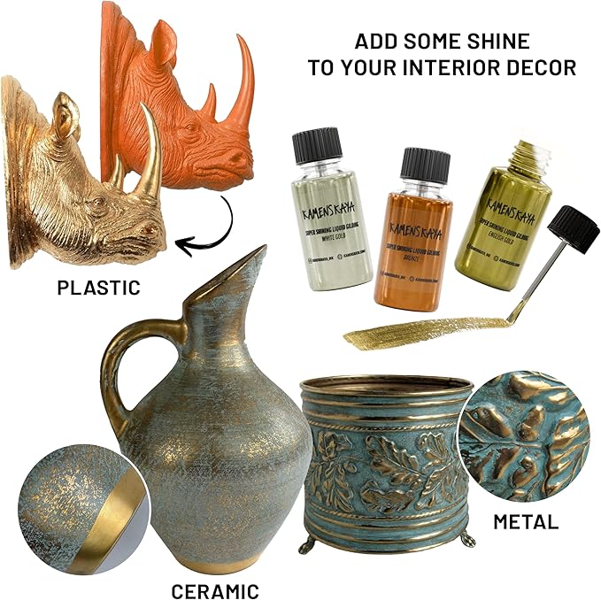 Liquid White Gold Leaf Paint - Alcohol Based Fast Drying White Gold Liquid Leaf, 0.68 fl oz (20 ml)