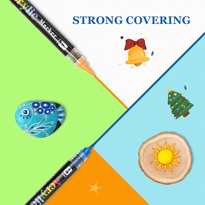 Linbsunne 48 Colors Markers Dual Tip Art Marker Set for Book Drawing, Coloring Illustrations, Ceramics, Card making, Note taking Planner