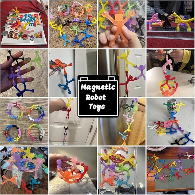 Valentines Day Gifts for Kids: 12Pcs Magnetic-People-Magnet-Men, Travel Toys for Kids, Cute Robot & Funny Magnets, School Party Favors Bulk, Small Toys for Classroom Prizes, Easter Egg Stuffers