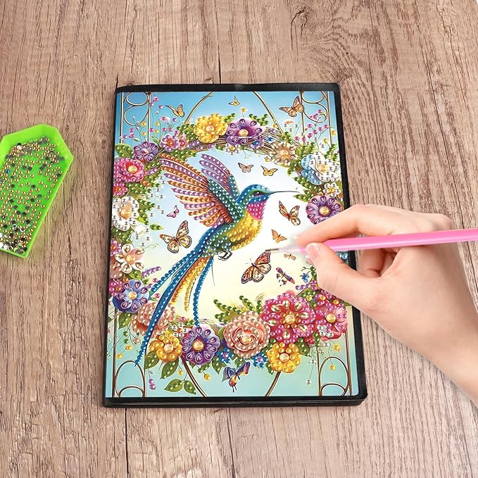DIY Diamond Painting Notebook Kit, Theme of Birds, Special Shaped Diamond Art Notebook Journal Sketchbook for Writing & Drawing
