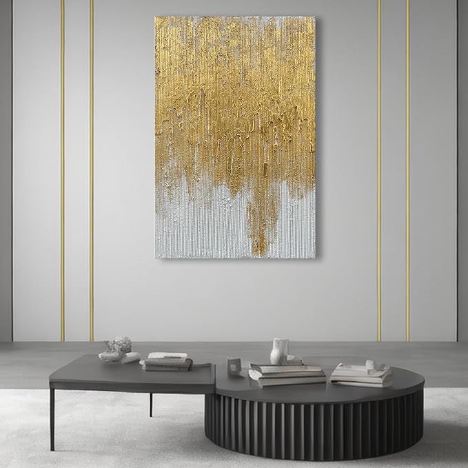 Art Hand-Painted Gold Texture Minimalist Oil Painting Modern Abstract Art Painting 45x30 inch Home Wall Decorative Art