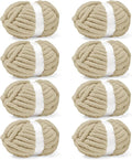 Inhand 8 Pack Chunky Chenille Yarn for Crocheting–30.6 Yards, 7.7oz, Soft Fluffy Thick Yarn,Gifts for Women/Grandma/Men Birthday Christmas Unique,Hand Knitting for Blankets&DIY Crafts (Khaki)