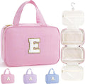 TOPEAST Stocking Stuffers for Teen Girls Christmas Gifts - Travel Hanging Toiletry Bag, Personalized Initial Toiletry Pouch, Gifts for Mom Daughter Sister Friends, Letter E, Pink