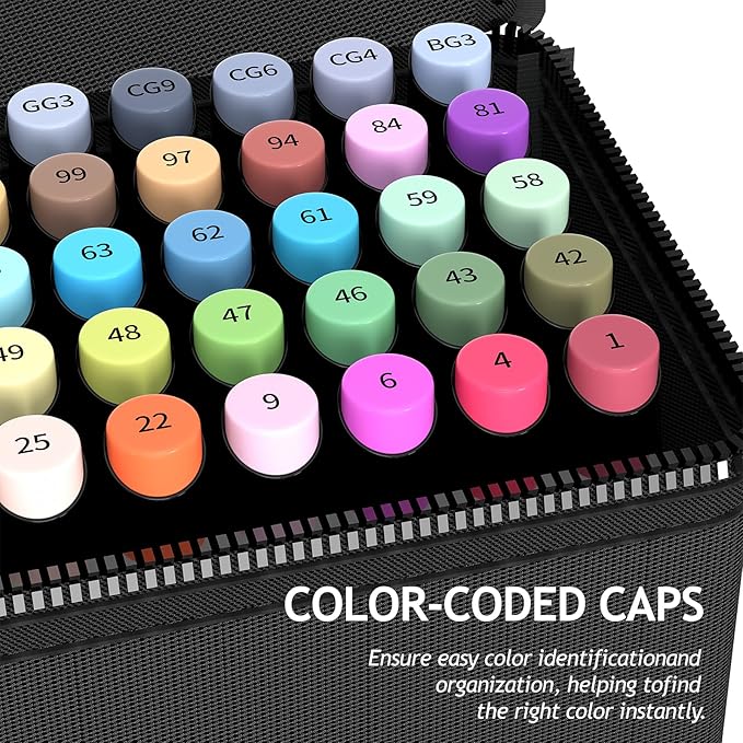 Alcohol Markers Set, 40 Colors Dual Tip Art Markers for Adult Coloring Books, Artists Drawing, Sketching, Card Making, Perfect for Painting Supplies, Halloween Christmas gift
