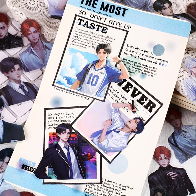 Alideco 120pcs Scrapbook Stickers Vintage Fashionable Youthful boy Scrapbooking Junk Journal Crafts Embelishment Decoration Stickers (nianshaoyouwei)