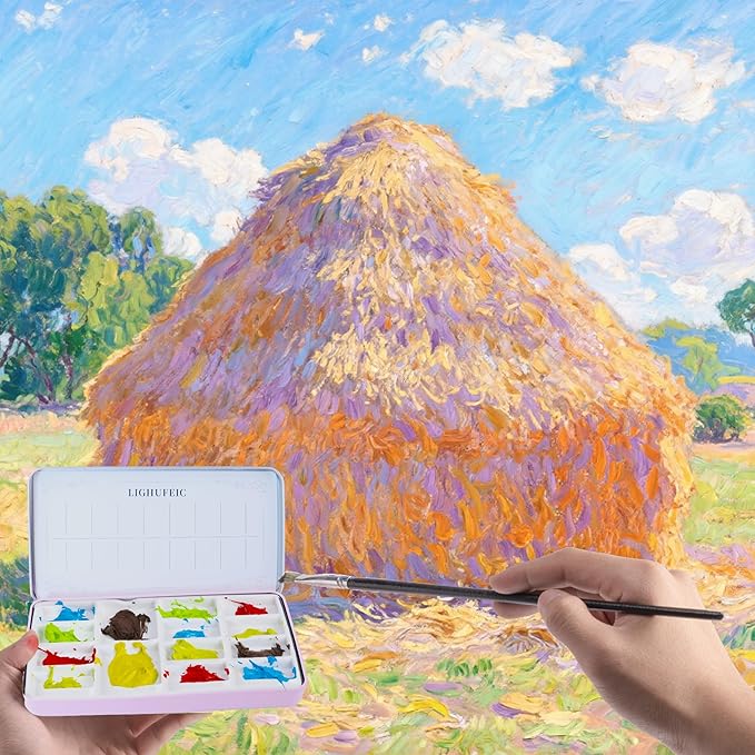 Travel Watercolor Palette,Portable Ceramic Palette with 14 Well,Metal Paint Box with Porcelain Palette(Pink Box)