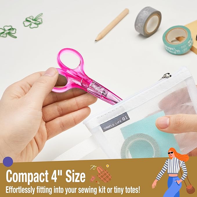 Beaditive High Precision Detail Scissors Set (2-Pc) Sharp, Fine Tips | Paper Cutting, Scrapbooking, Sewing, Crafting | Stainless Steel | Protective Cover (Jelly)