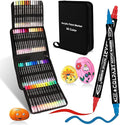 60 Colors Acrylic Paint Markers,Dual Tip Acrylic Paint Pens for Rock Painting,Halloween Decor,Pumpkin，Wood,Canvas,Calligraphy,Brush Tip Markers For DIY Crafts Art Supplies Christmas Gift