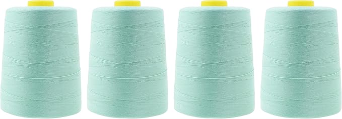 Mandala Crafts 4 Pack of Serger Threads Cones Spools - 20S/2 24000 Yards Polyester Mint Threads for Sergers Machine and Overlock Quilting Sewing Machine