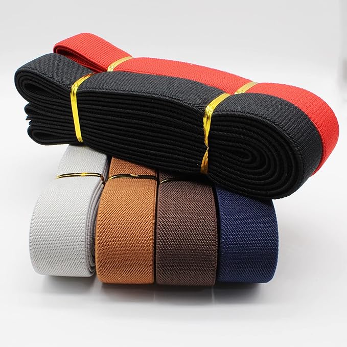 Dortrue 1 Inch 18 Yard Colored Sewing Elastic BandHeavy Stretch High Elasticity Elastic Spool for Sewing Pants Waistband, Straps, Craft DIY Projects