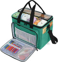 Teamoy Knitting Bag, Yarn Tote Organizer with Inner Divider (Sewn to Bottom) for Crochet Hooks, Knitting Needles(Up to 14”), Project and Supplies -No Accessories Included, Green