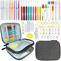 HATINXIA Crochet Hooks, 85pcs Crochet Hook Set with Storage Case, Yarn Crochet Kit for Beginners, Ergonomic Crochect Needles DIY Knitting Accessories Tools for Experienced Crochet Lovers, C3 Grey