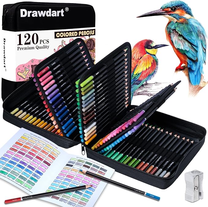 120 Colored Pencils for Adult Coloring Books, Professional Soft Core Drawing Sketching Shading Pencils Set with Zipper Case, Coloring Pencils for Adults, Artists, Professionals and Colorists