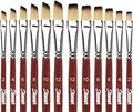 Watercolor Brushes Professional 12 PCS ， 6 Flat Painting Brush and 6 Angled Paintbrush for Watercolors,Acrylics,Oil,Gouache,Ink,Different Size Paintbrushes Perfect for Artists and Beginners