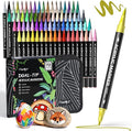 JusArt 72 Colors Acrylic Paint Markers Set with Canvas Bag, Dual Tips with Brush Tip & Fine Tip, No-Bleed, Waterproof, Non-Toxic & Odorless Paint Pens for Rock, Egg, Wood, fabric, Glass, Ceramic, DIY