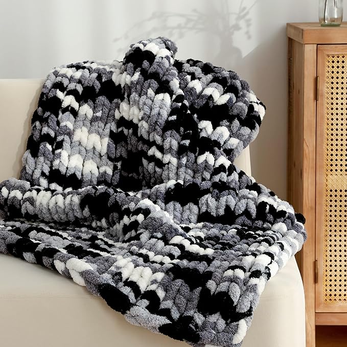 Jumbo Chunky Yarn for Hand Knitting - Super Thick Chenille Chunky Yarn for Crocheting - Extra Soft Bulky Fluffy Blanket Big Yarns 8 Jumbo Pack (27yds,8 oz Each Skein)