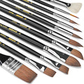 11PCS Watercolor Brush Set for Artists, Professional Water Color Paint Brushes Set Shapes with Fan, Needle Pointed, Angular, Dagger, Cats Tongue for Watercolor, Gouache, Ink Painting