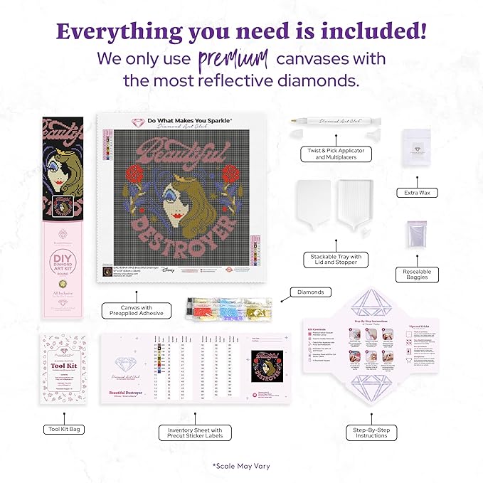 DIAMOND ART CLUB Beautiful Destroyer Diamond Painting Kit, Fun DIY Crafts for Adults, Round Diamond Art Canvas, 13" x 13"
