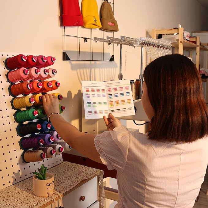 Richword Selected Embroidery Machine Thread 40 Colors 40WT (108D/2) Polyester Thread Kit Each Cone 4000M (4374Y)— Production Set for Multi-Design Commercial Projects